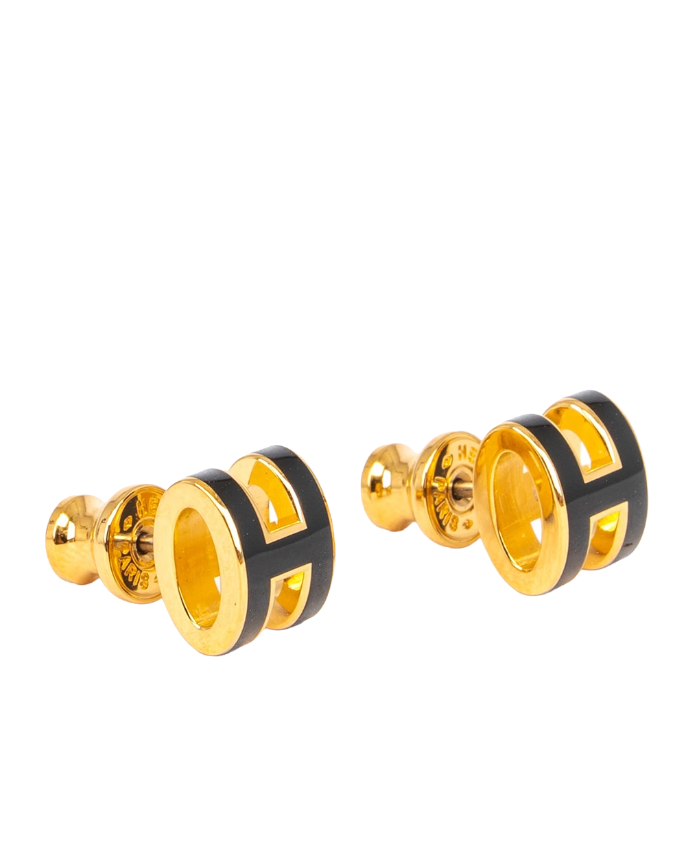 NEW HERMES H POP EARRINGS MINI BLACK GHW ST 02 65 1518