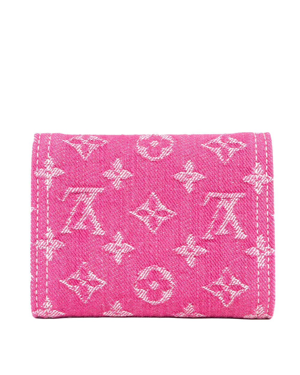 NEW LV VICTORINE WALLET SHORT PINK DENIM MONOGRAM GHW MICROCHIP 1325