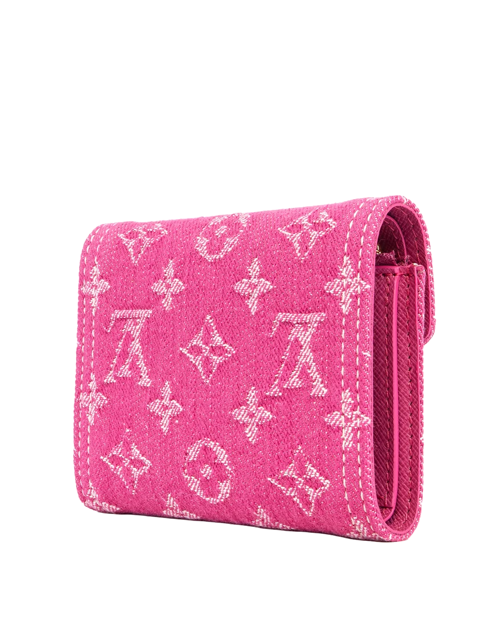 NEW LV VICTORINE WALLET SHORT PINK DENIM MONOGRAM GHW MICROCHIP 1327