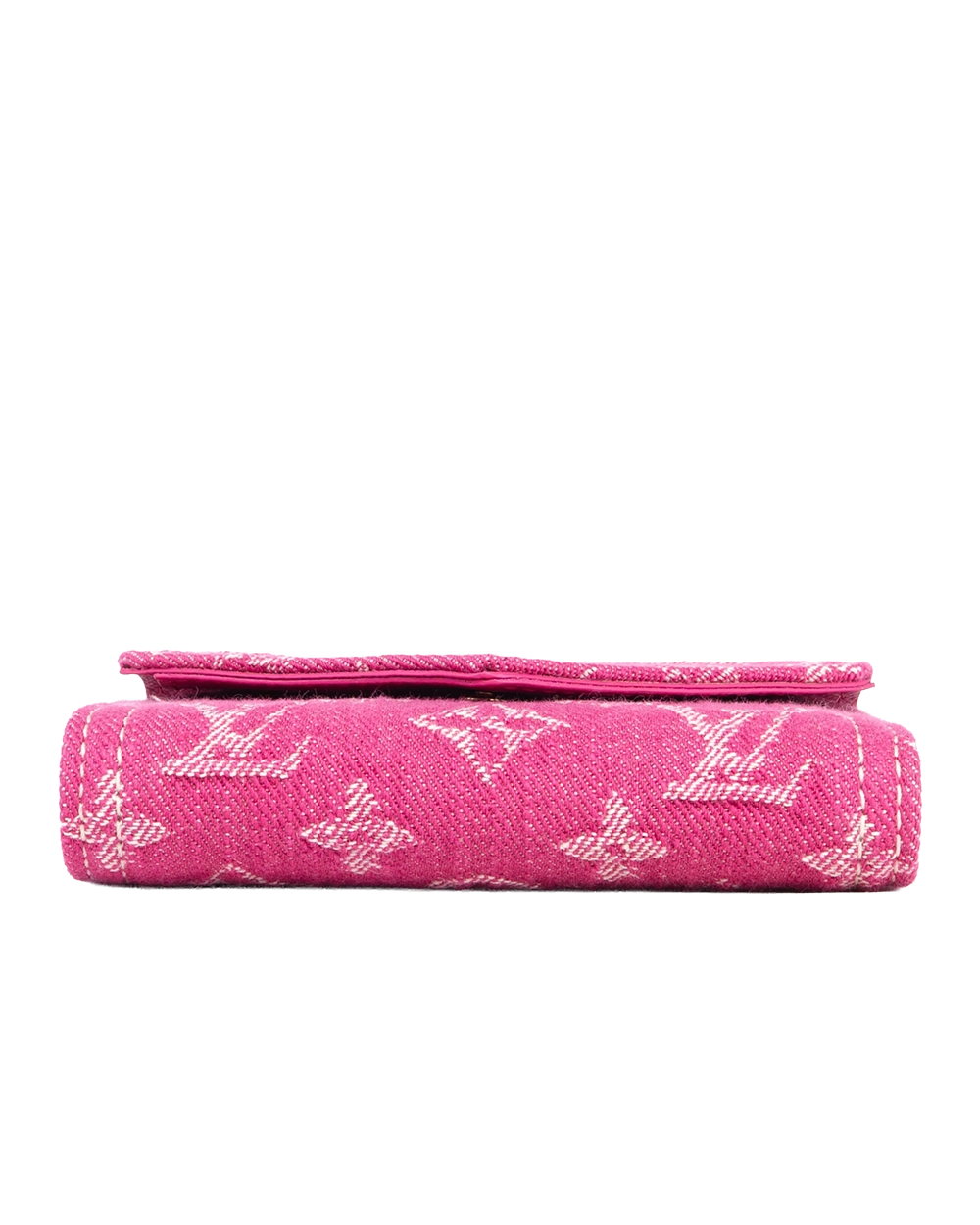 NEW LV VICTORINE WALLET SHORT PINK DENIM MONOGRAM GHW MICROCHIP 1328