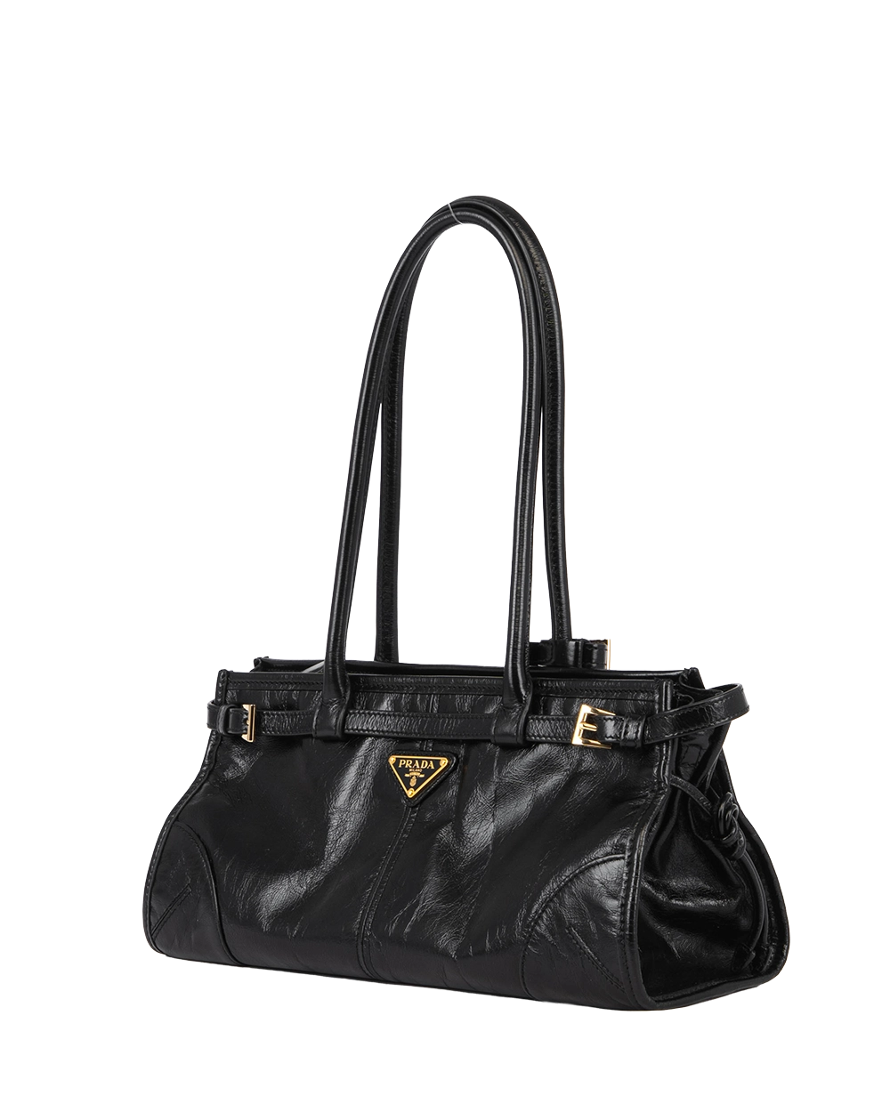 PRADA BONNIE BLACK CALF GHW MICROCHIP 51846