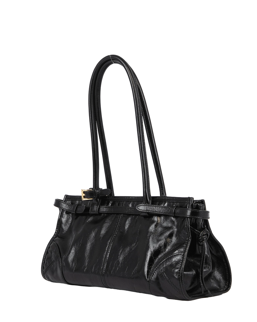 PRADA BONNIE BLACK CALF GHW MICROCHIP 51847