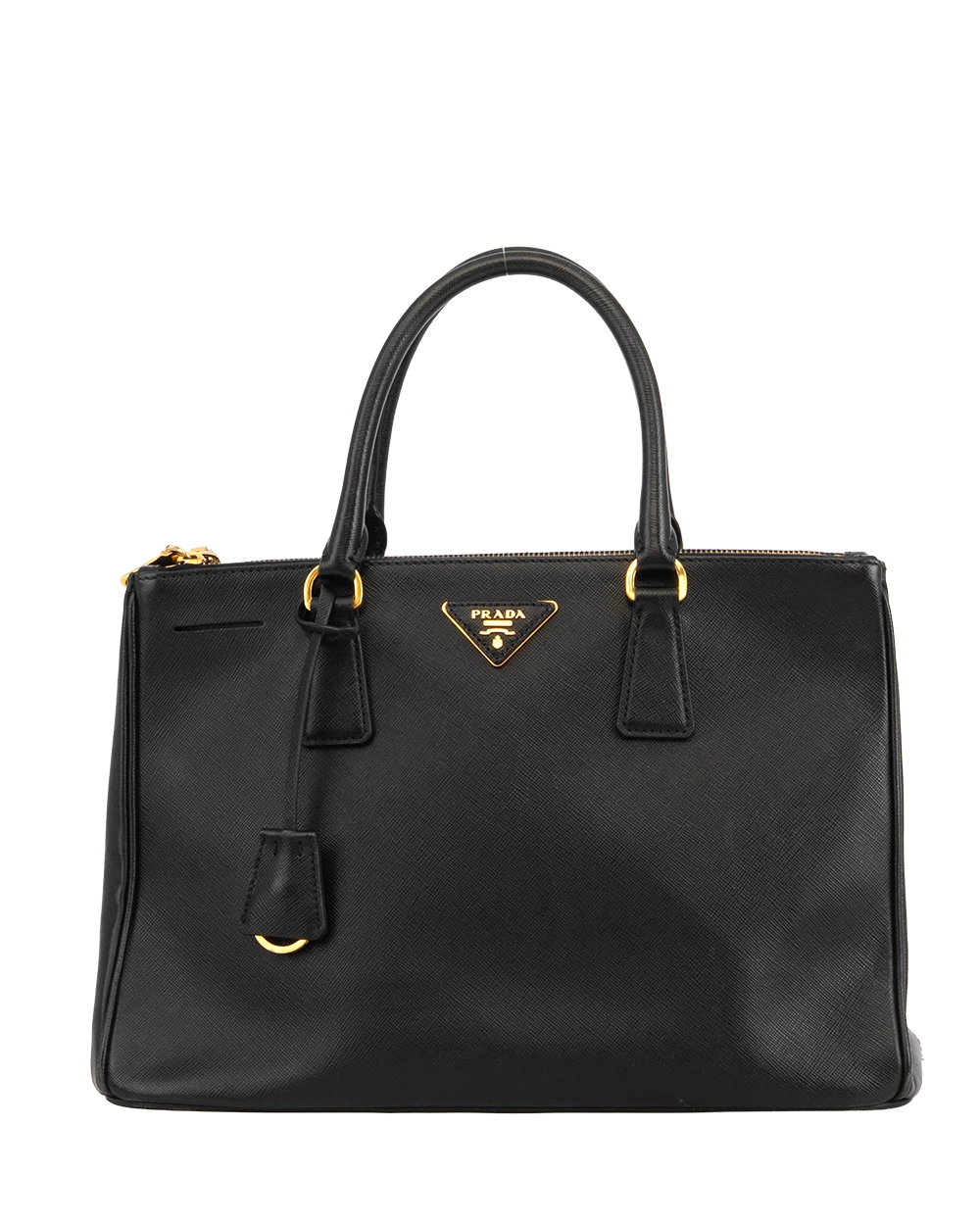 PRADA GALLERIA BLACK SAFFIANO 2 ZIP GHW 0893