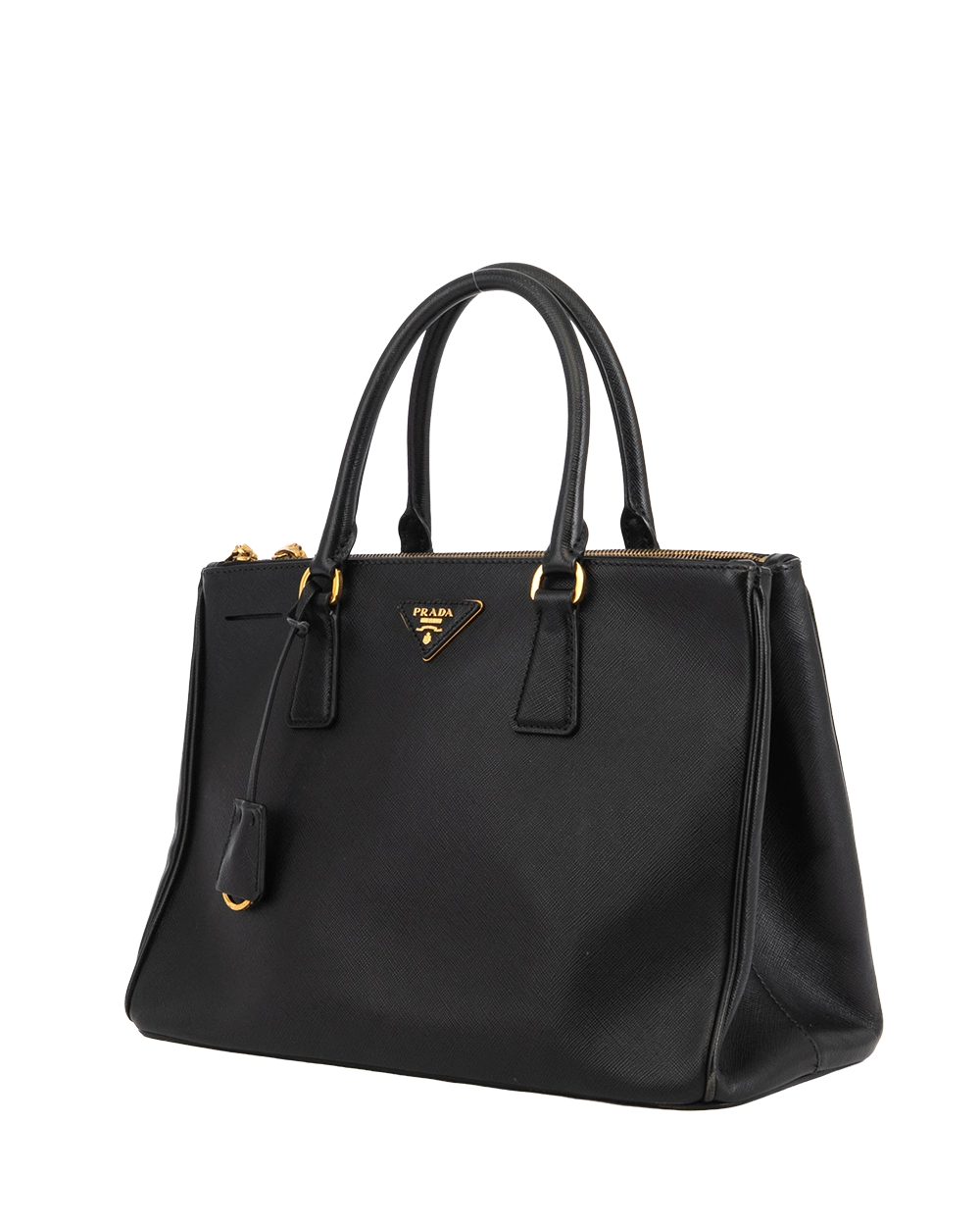 PRADA GALLERIA BLACK SAFFIANO 2 ZIP GHW 0894