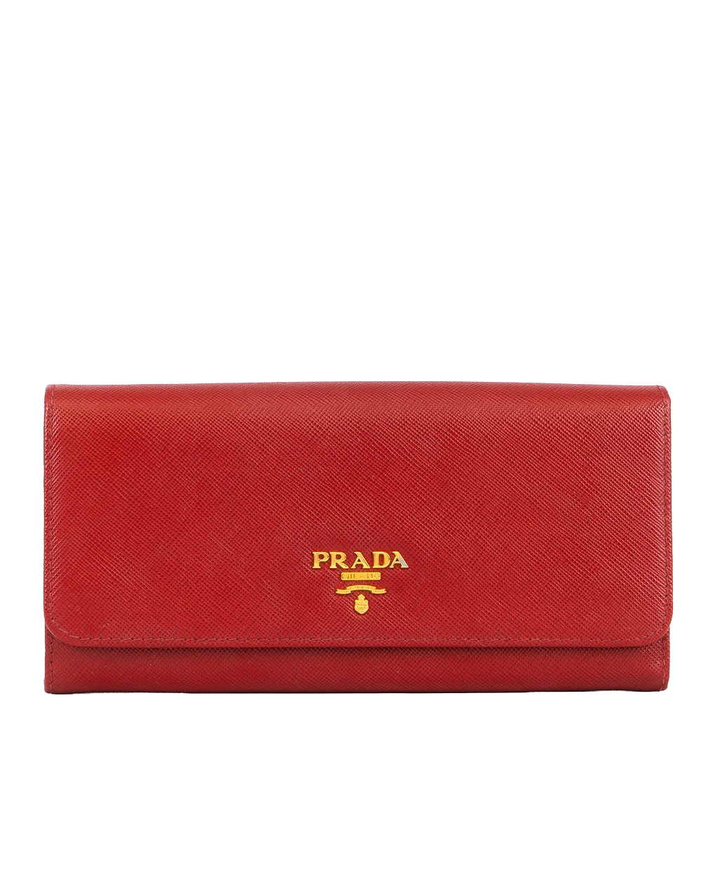 PRADA SARAH WALLET LONG RED SAFFIANO GHW 1487(1)