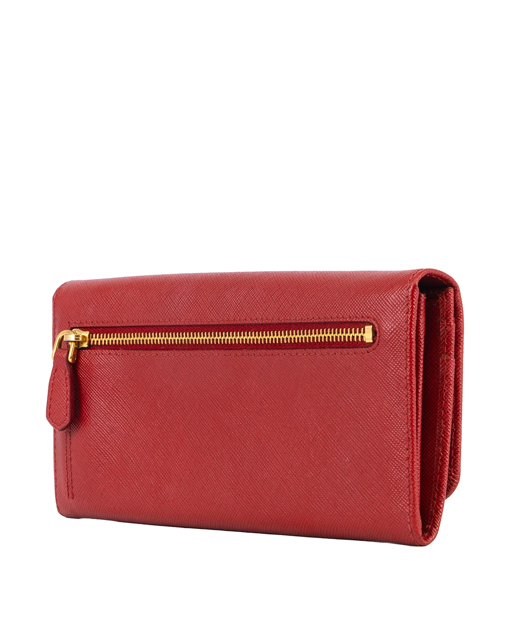 PRADA SARAH WALLET LONG RED SAFFIANO GHW 1489(1)
