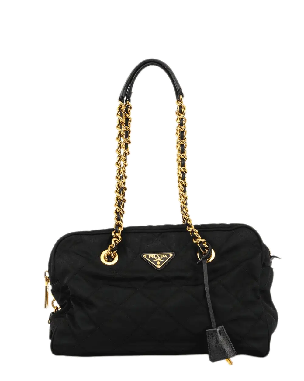 PRADA TESSUTO SHOLDER BAG BLACK TESSUTO IMPUNTU GHW BL0903 1610
