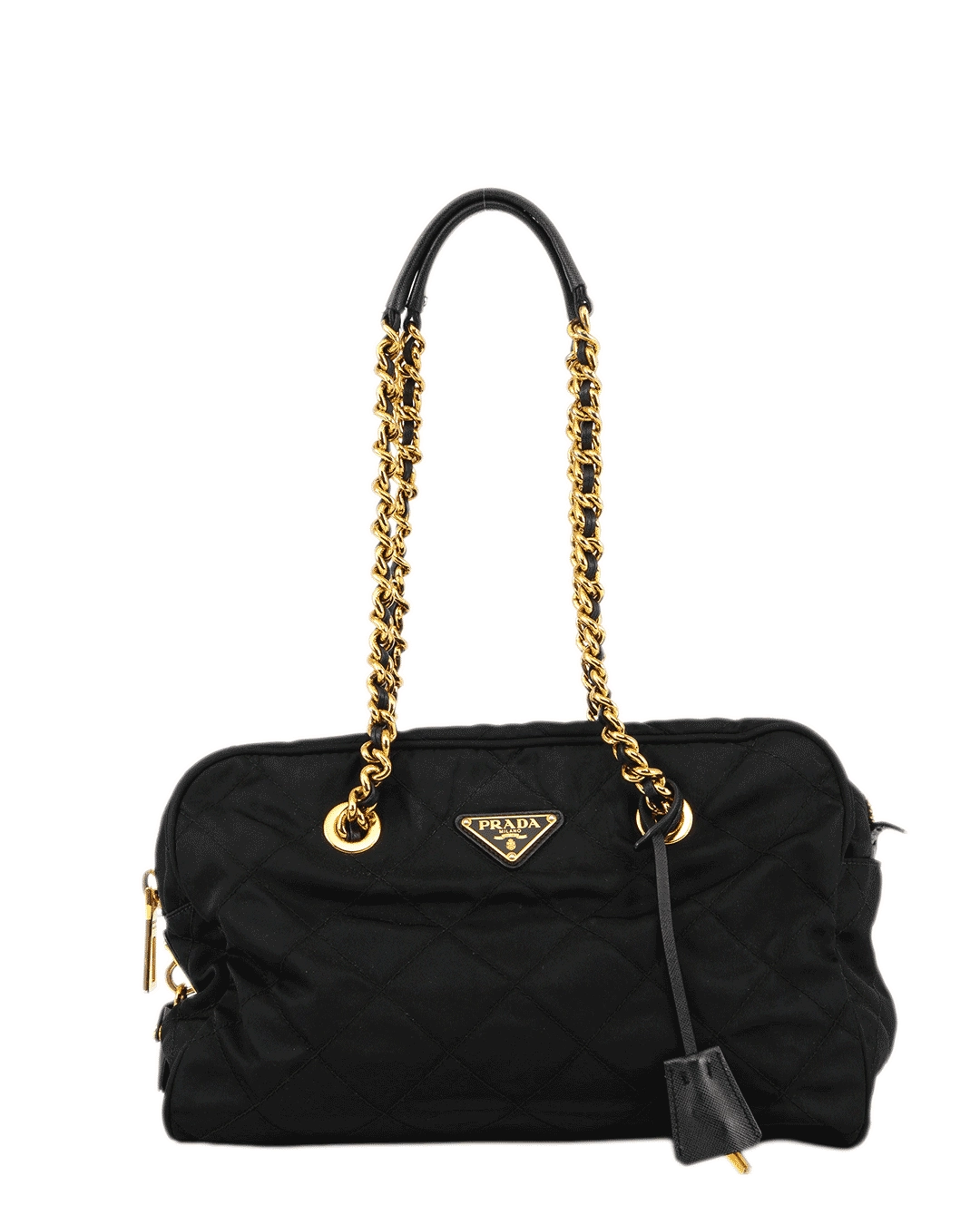 PRADA TESSUTO SHOLDER BAG BLACK TESSUTO IMPUNTU GHW BL0903 1610