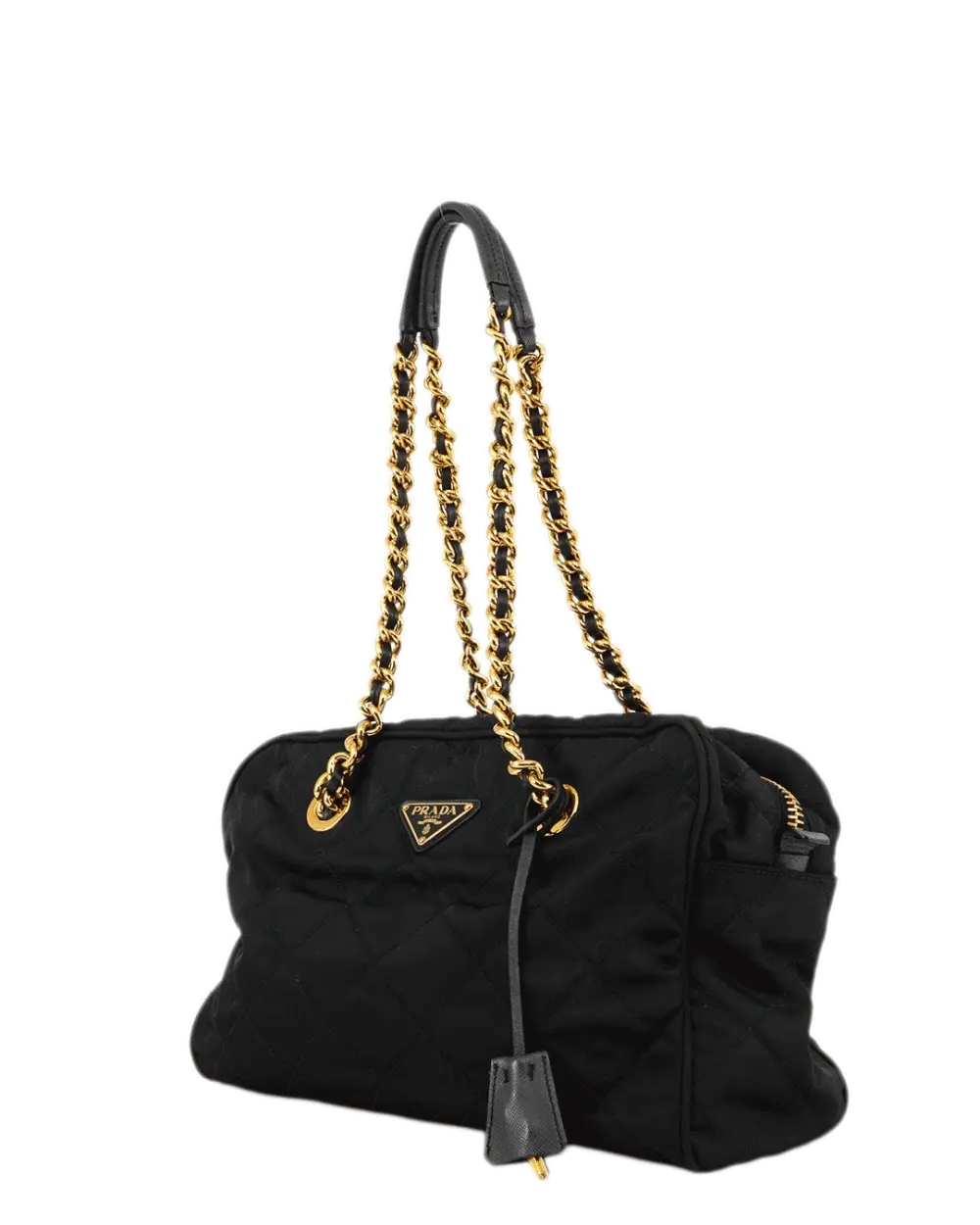PRADA TESSUTO SHOLDER BAG BLACK TESSUTO IMPUNTU GHW BL0903 1611