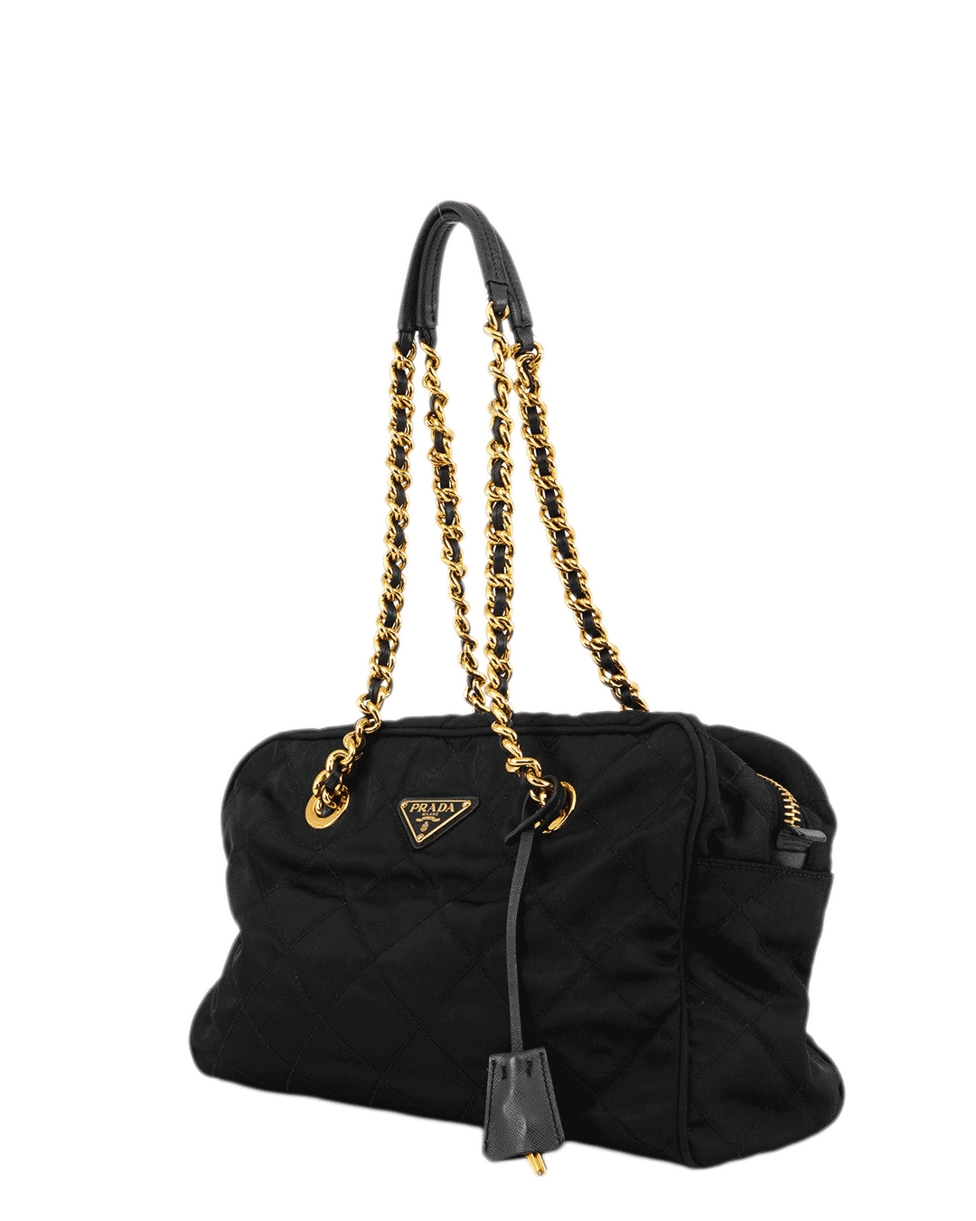 PRADA TESSUTO SHOLDER BAG BLACK TESSUTO IMPUNTU GHW BL0903 1611