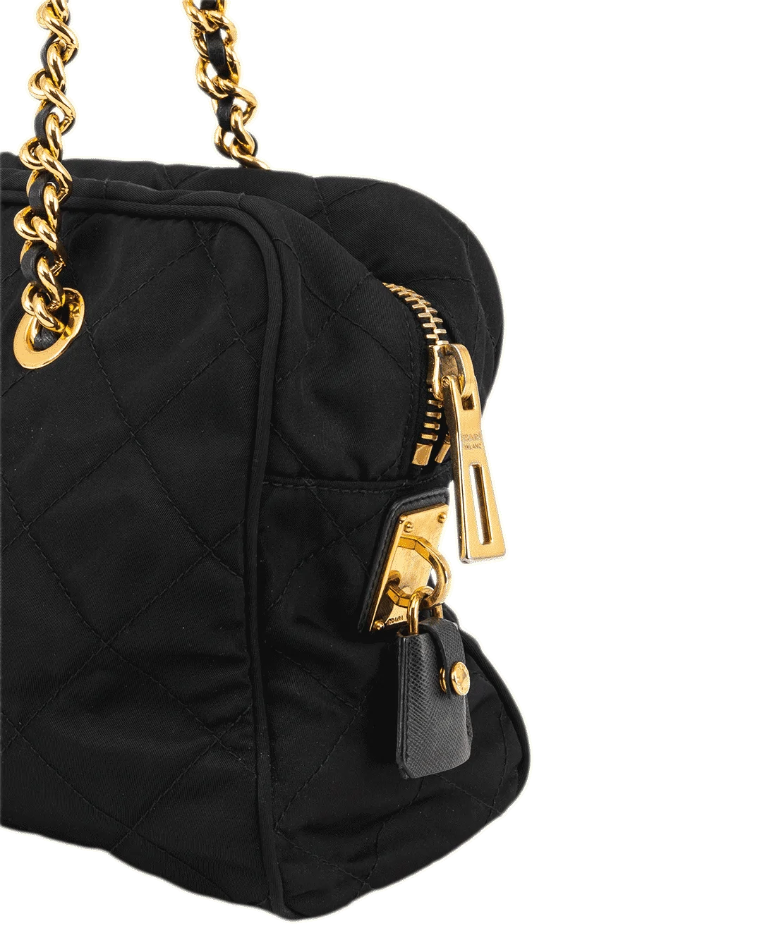 PRADA TESSUTO SHOLDER BAG BLACK TESSUTO IMPUNTU GHW BL0903 1619