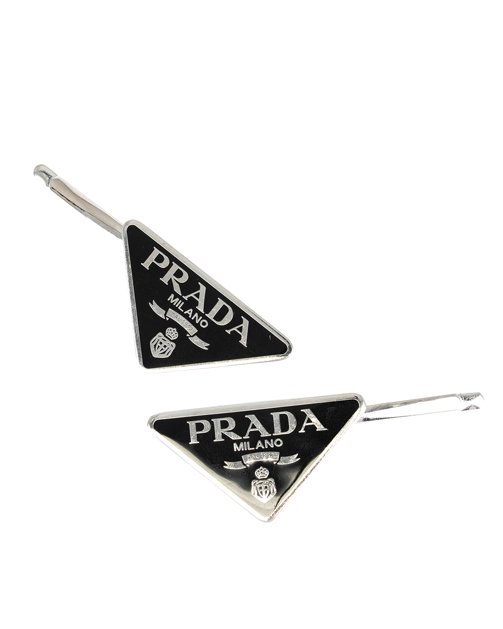 PRADA TRIANGLE LOGO HAIR CLIPS BLACK SHW 0248