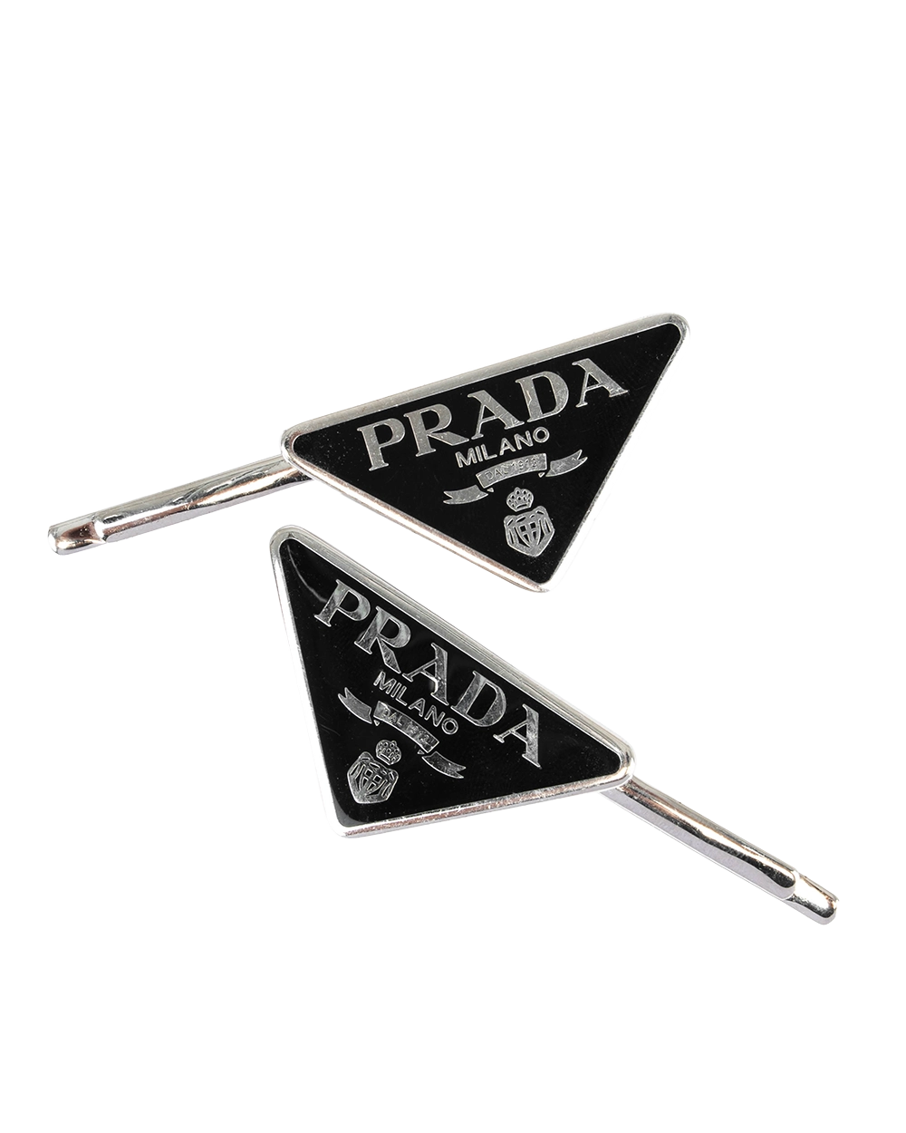 PRADA TRIANGLE LOGO HAIR CLIPS BLACK SHW 0251