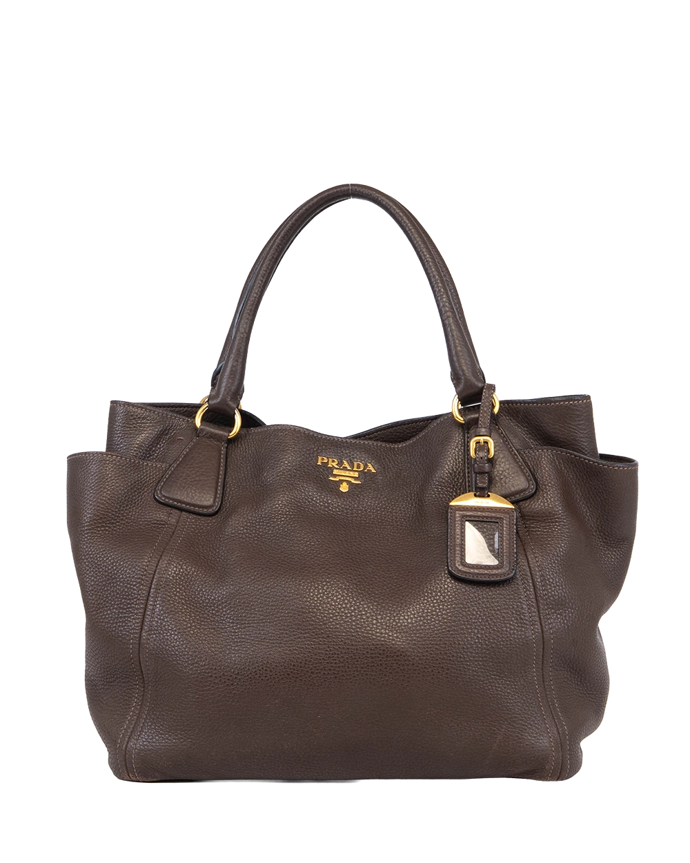 PRADA VITELLO DAINO TOTE BROWN LEATHER GHW 1964