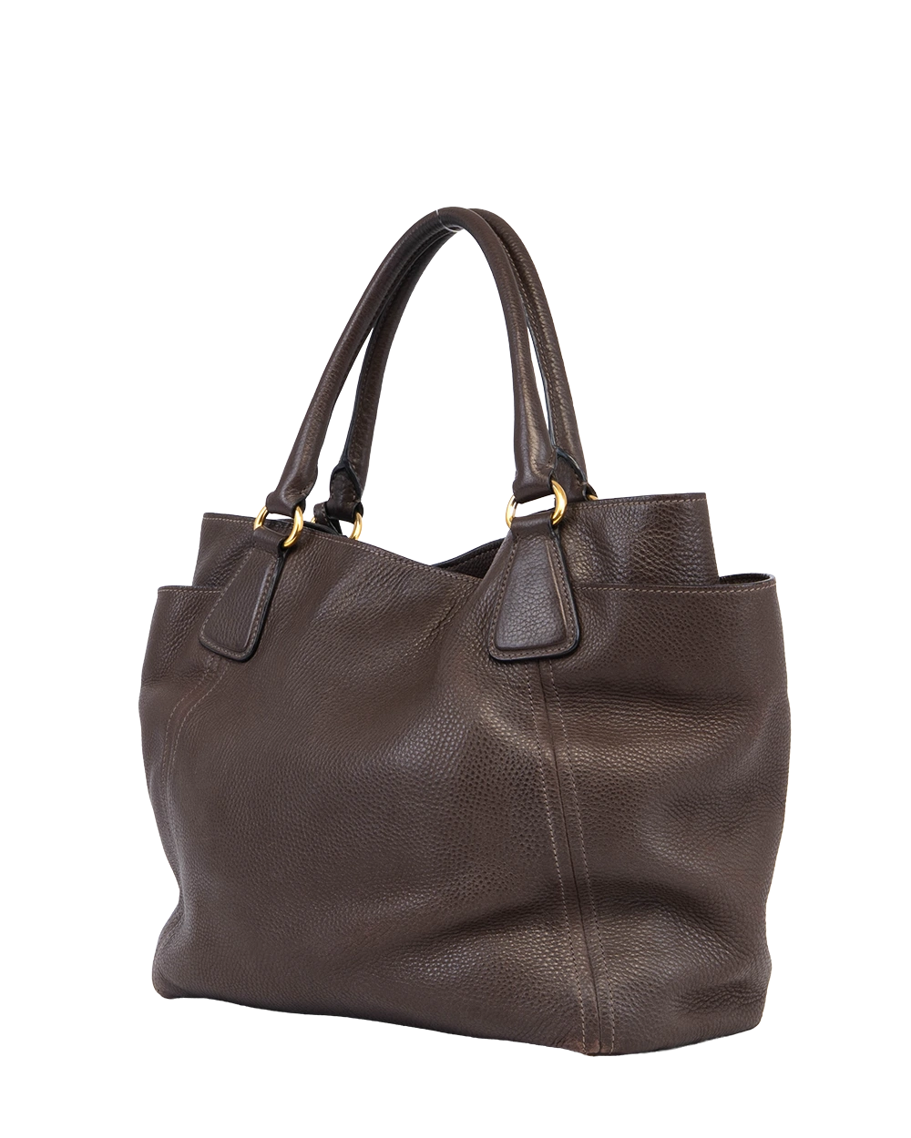 PRADA VITELLO DAINO TOTE BROWN LEATHER GHW 1966