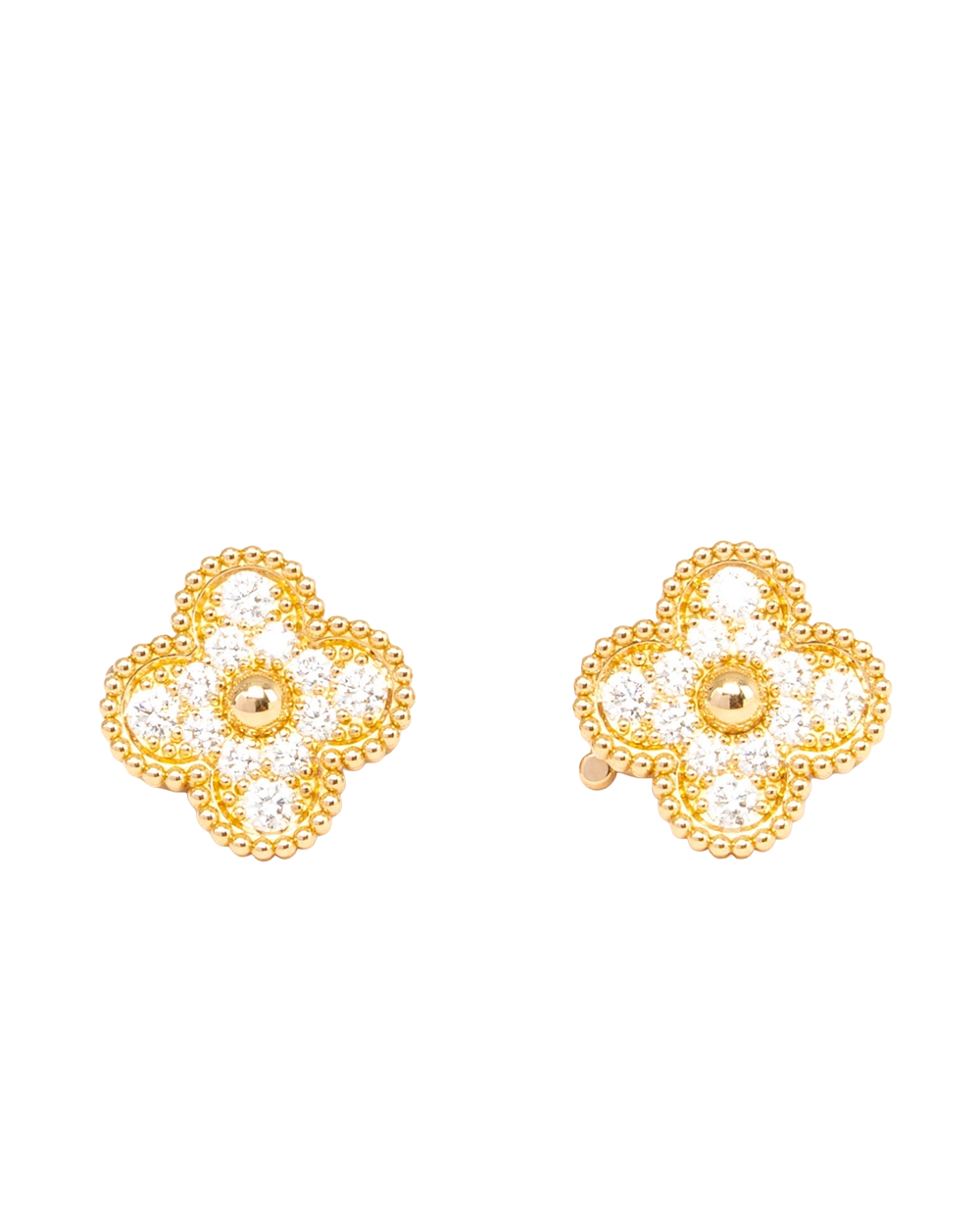 VAN CLEEF&ARPELS VINTAGE ALHAMBRA DIAMOND EARRINGS GOLD 1403