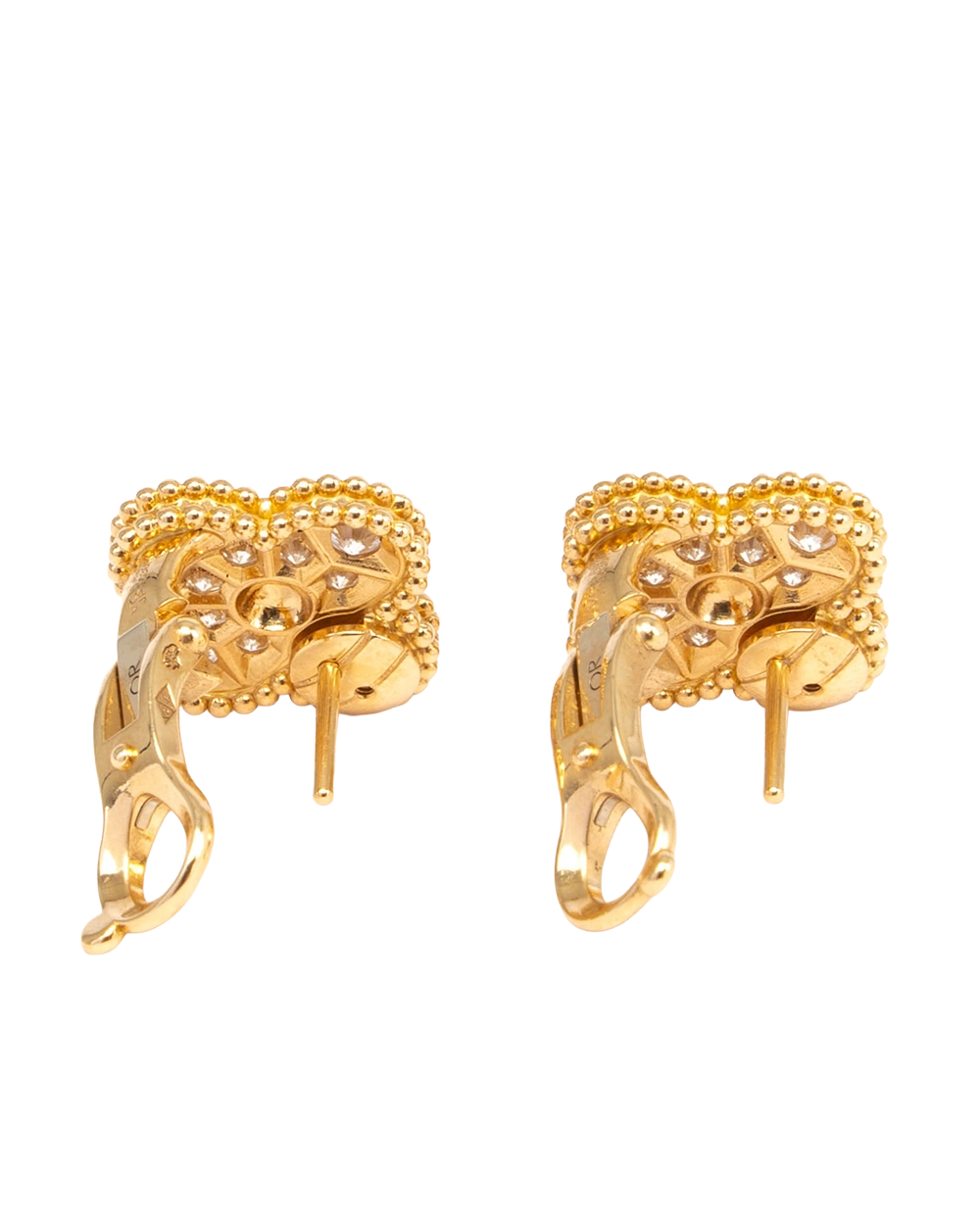 VAN CLEEF&ARPELS VINTAGE ALHAMBRA DIAMOND EARRINGS GOLD 1407