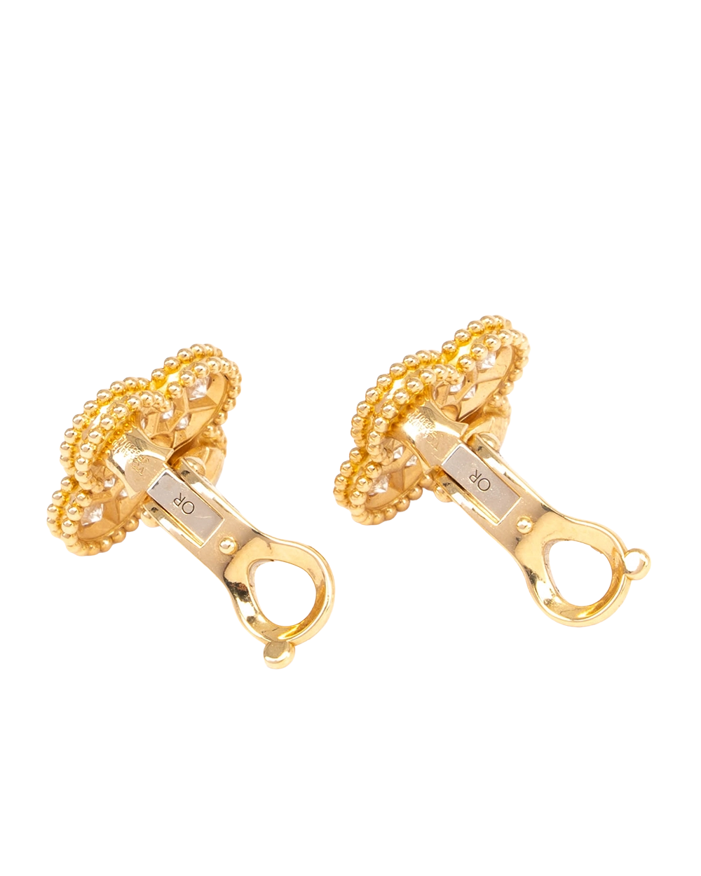 VAN CLEEF&ARPELS VINTAGE ALHAMBRA DIAMOND EARRINGS GOLD 1411
