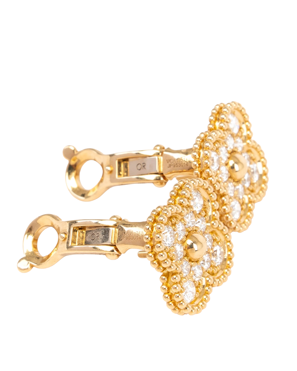 VAN CLEEF&ARPELS VINTAGE ALHAMBRA DIAMOND EARRINGS GOLD 1414