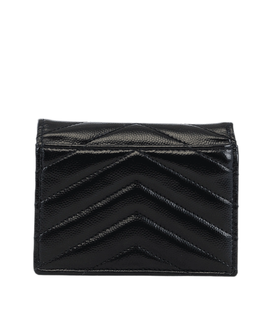 YSL BI FOLD WALLET SHORT BLACK CHEVRON GHW 668290 0123 4067