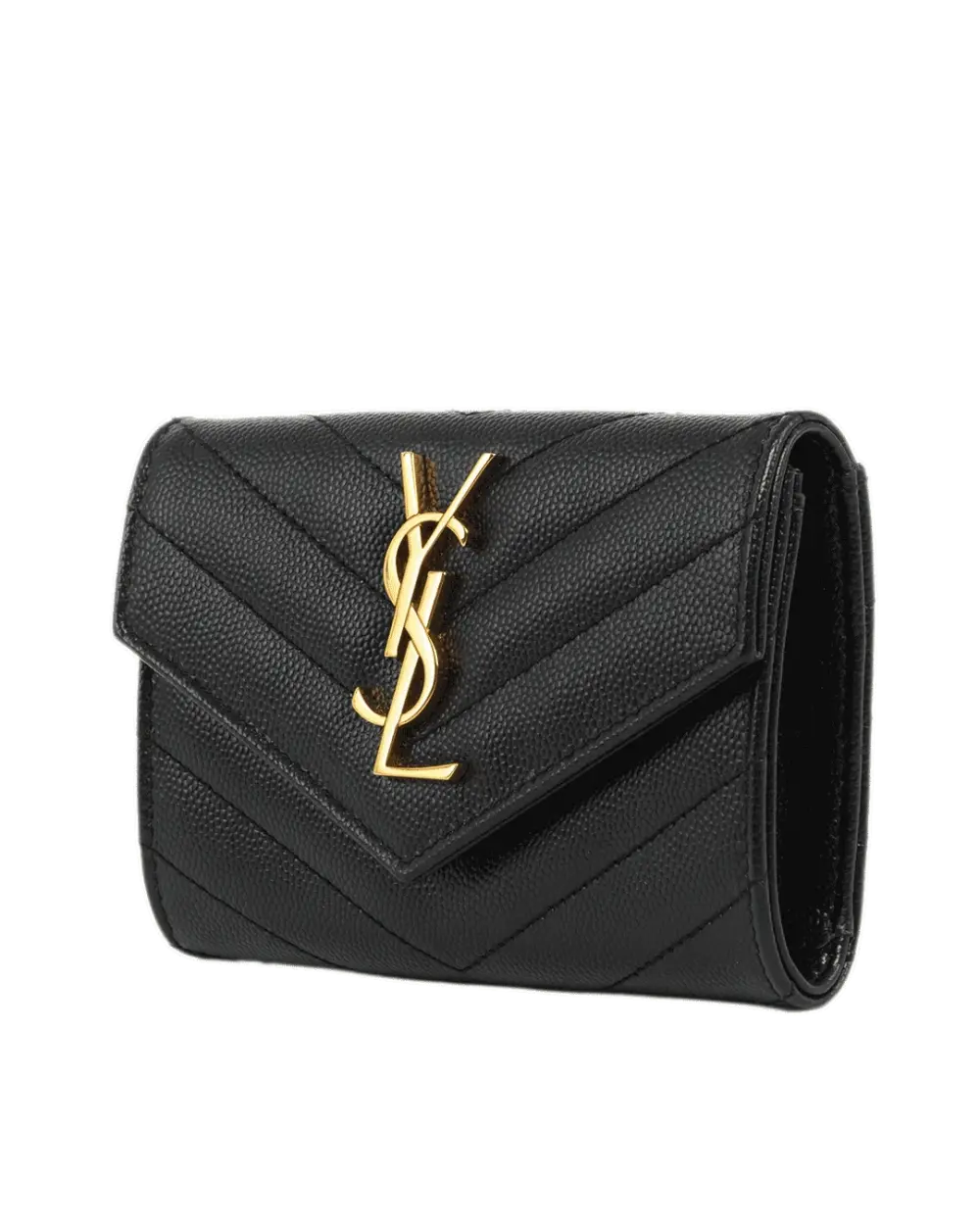 YSL CASSANDRA CARD HORDER SHORT BLACK CHEVRON GHW ART 414404 0721 0147