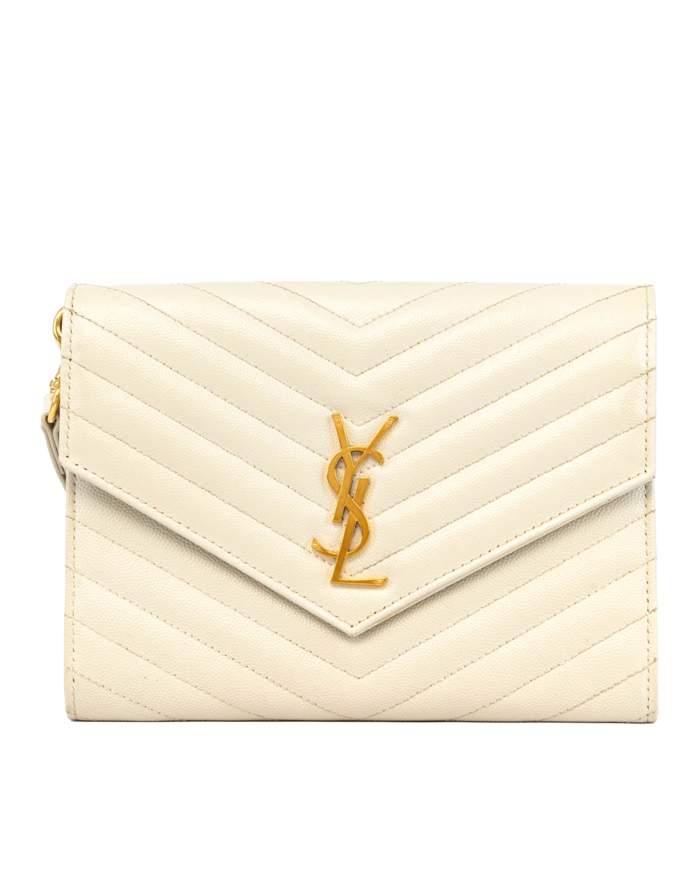 YSL CASSANDRE MATELASSÉ FLAP POUCH BEIGE CHEVRON GHW PLB 617662 1221 1091