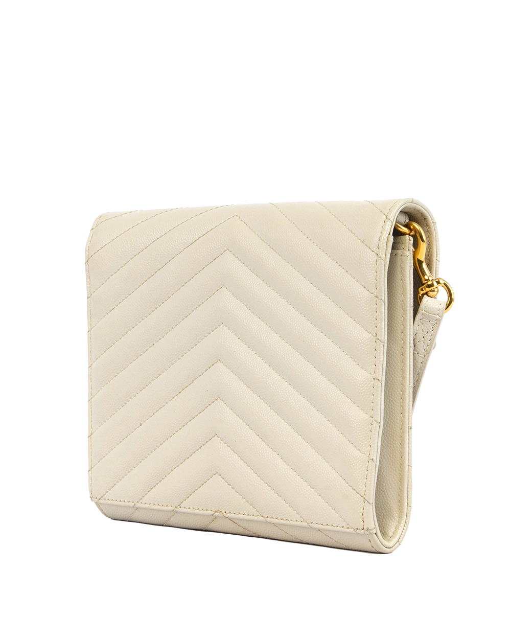 YSL CASSANDRE MATELASSÉ FLAP POUCH BEIGE CHEVRON GHW PLB 617662 1221 1093
