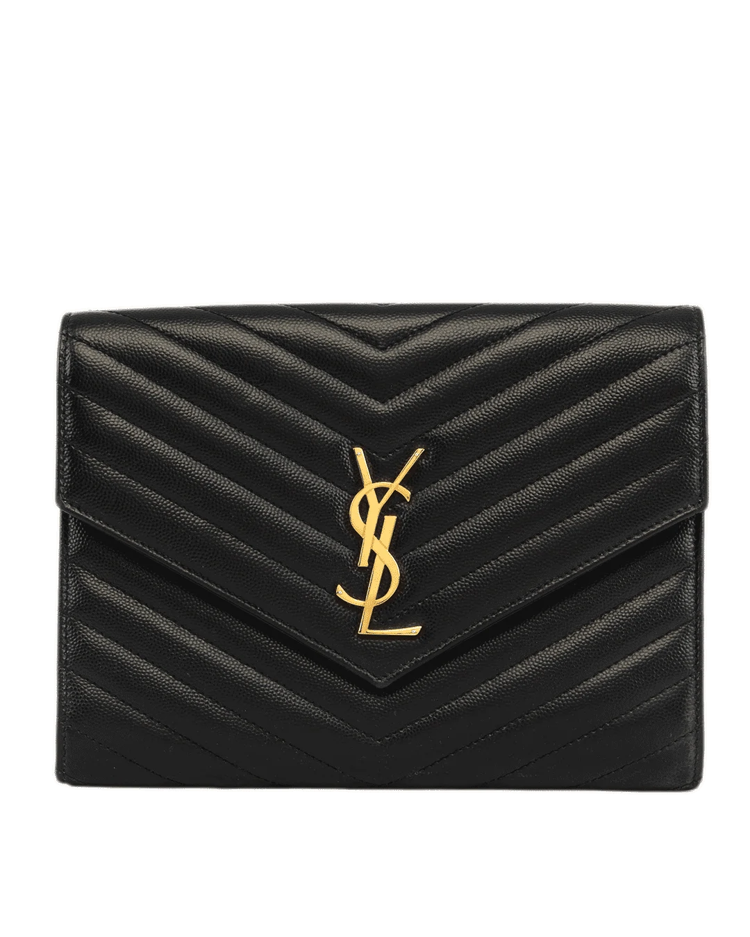 YSL CLUTCH BLACK CHEVRON GHW AIM 617662 0224 2531