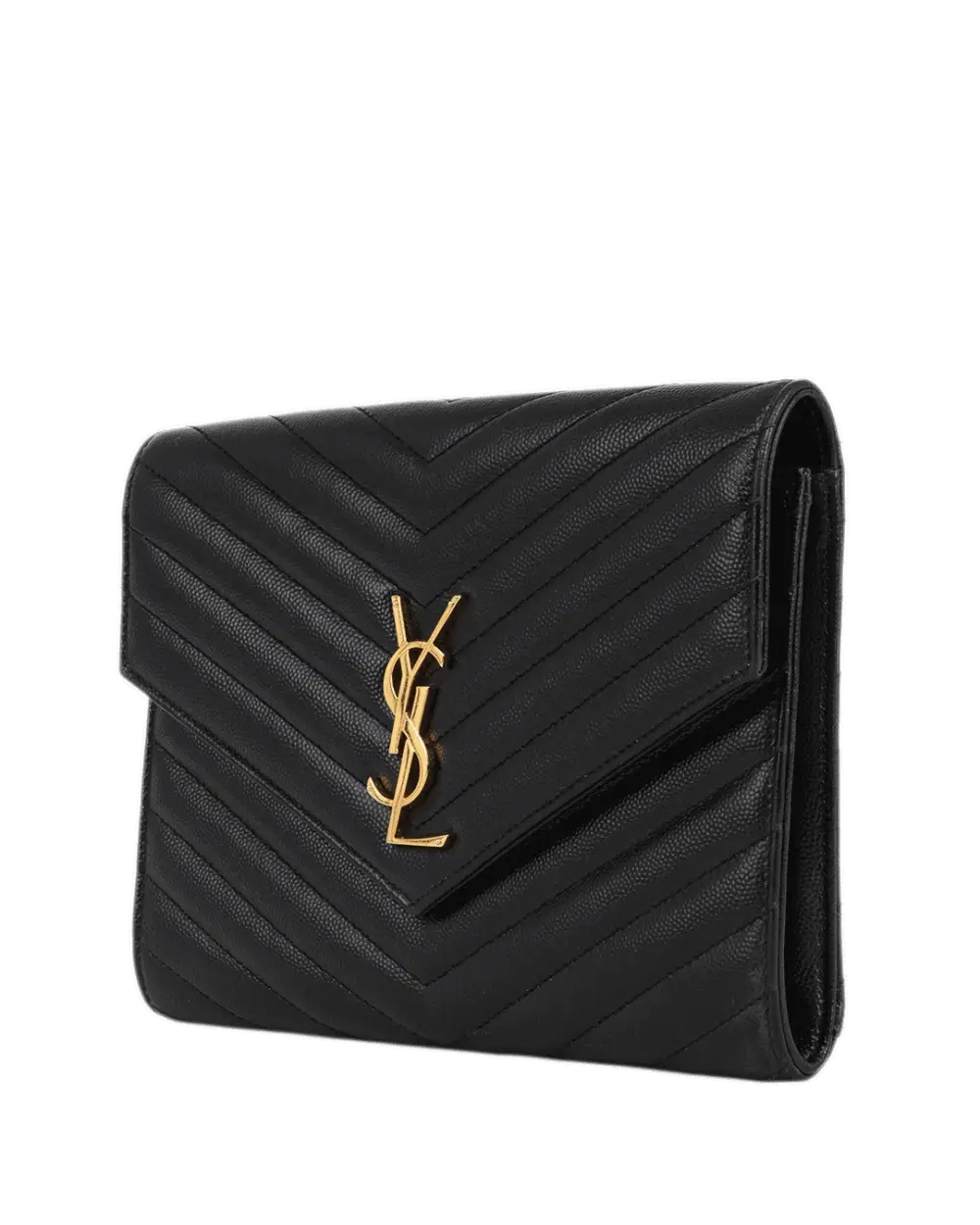 YSL CLUTCH BLACK CHEVRON GHW AIM 617662 0224 2532