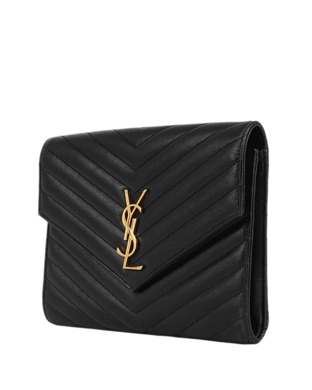 YSL CLUTCH BLACK CHEVRON GHW AIM 617662 0224 2532