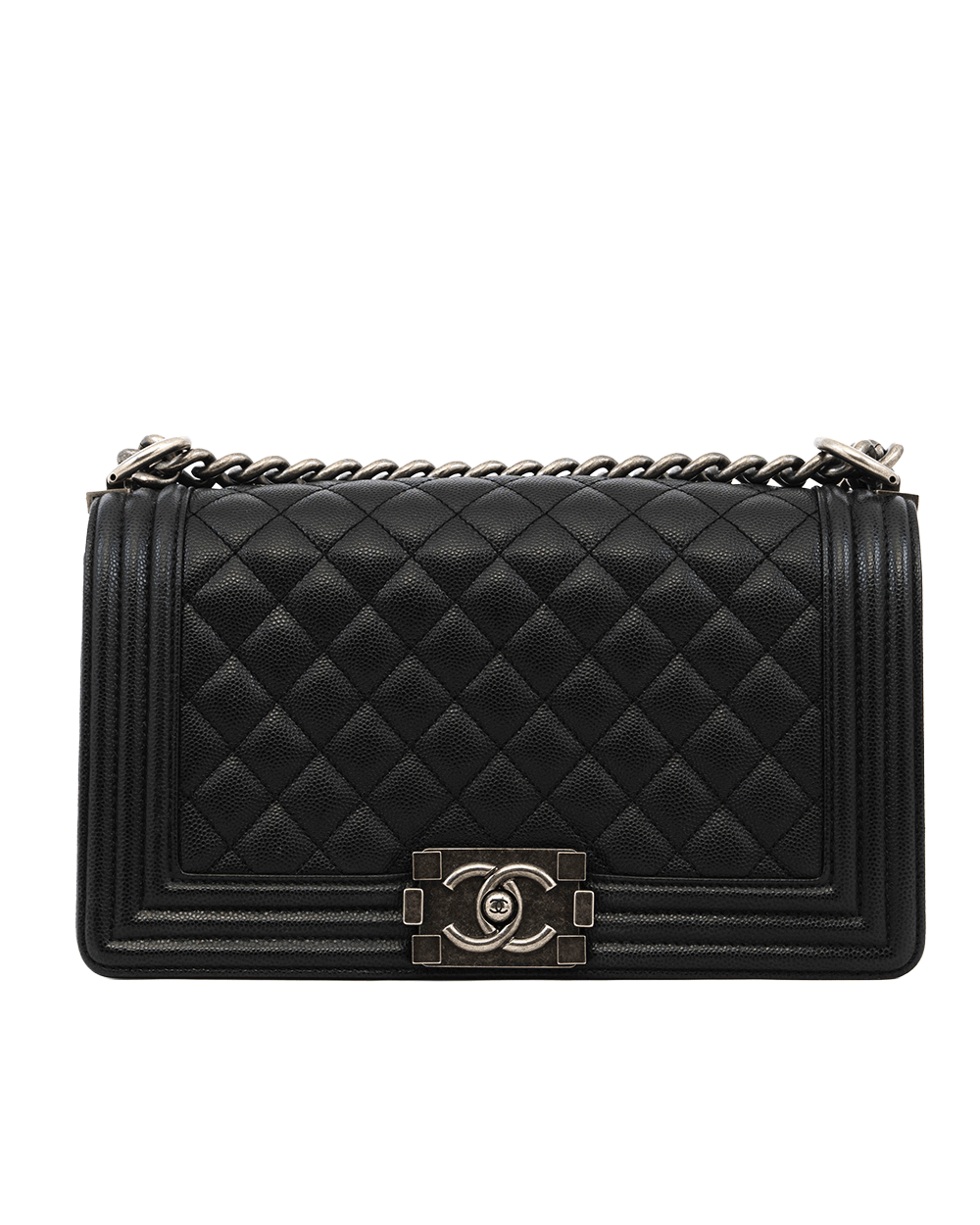 1 CHANEL BOY 10 BLACK CAVIAR RSHW 26814334 0243