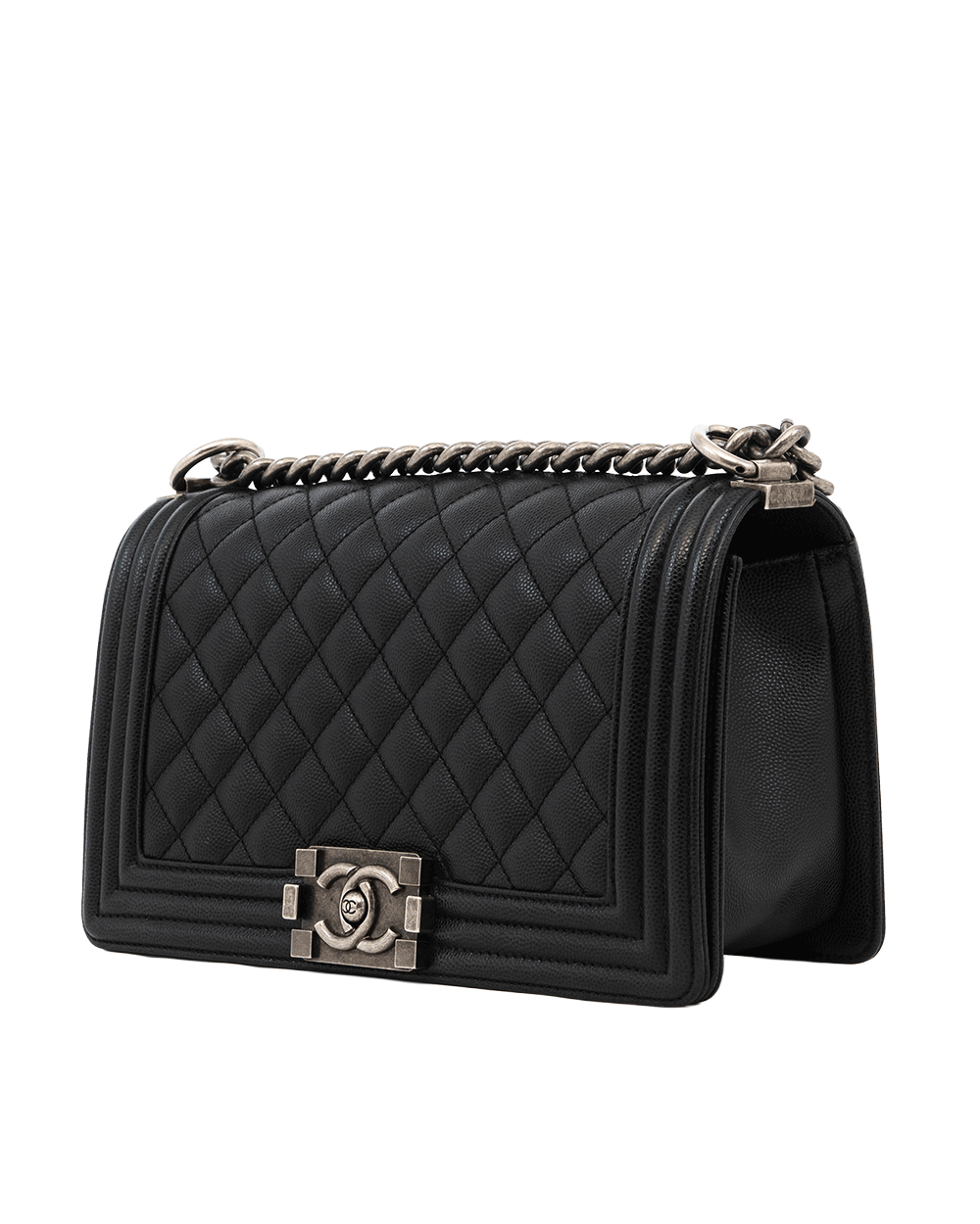 1 CHANEL BOY 10 BLACK CAVIAR RSHW 26814334 0244