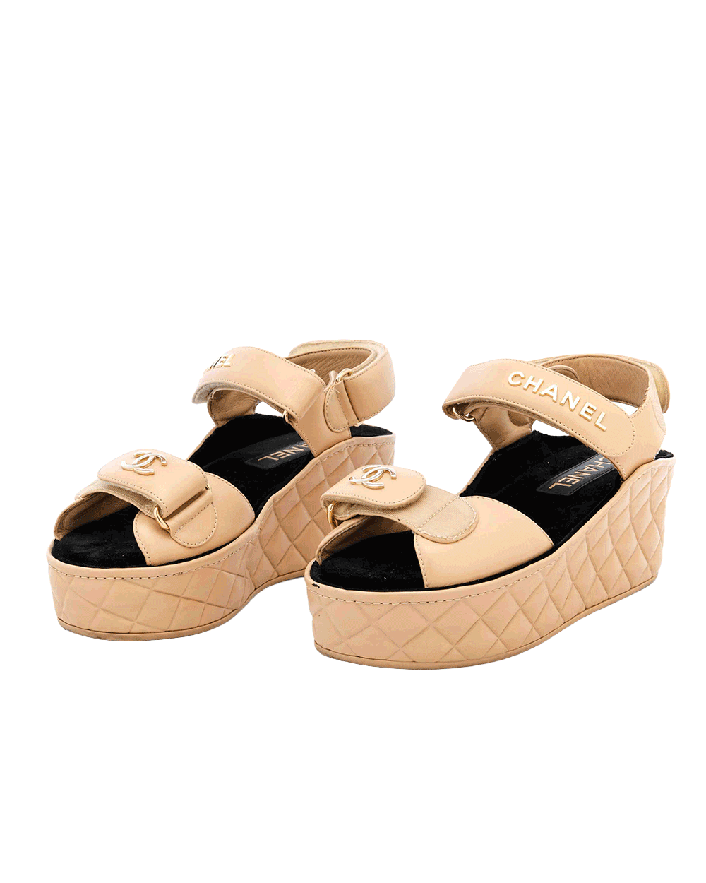 11 CHANEL CC SLIDES SANDALS 35 BEIGE CALF GHW 0 637655 0482092