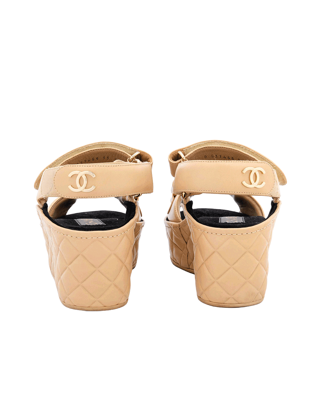 11 CHANEL CC SLIDES SANDALS 35 BEIGE CALF GHW 0 637655 0482094