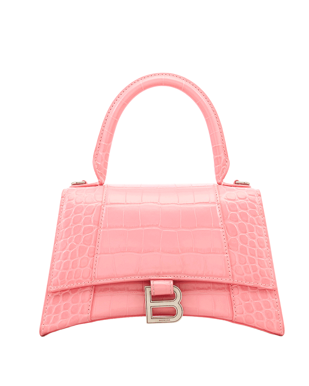 12 BALENCIAGA HOURGLASS XS PINK CROC EMBOSSED SHW 593546 5812 O 640167 0271