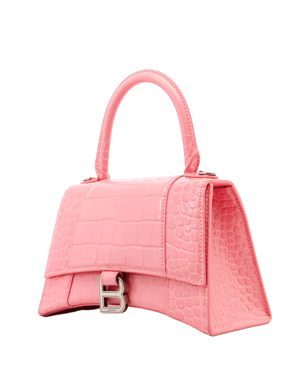 12 BALENCIAGA HOURGLASS XS PINK CROC EMBOSSED SHW 593546 5812 O 640167 0273
