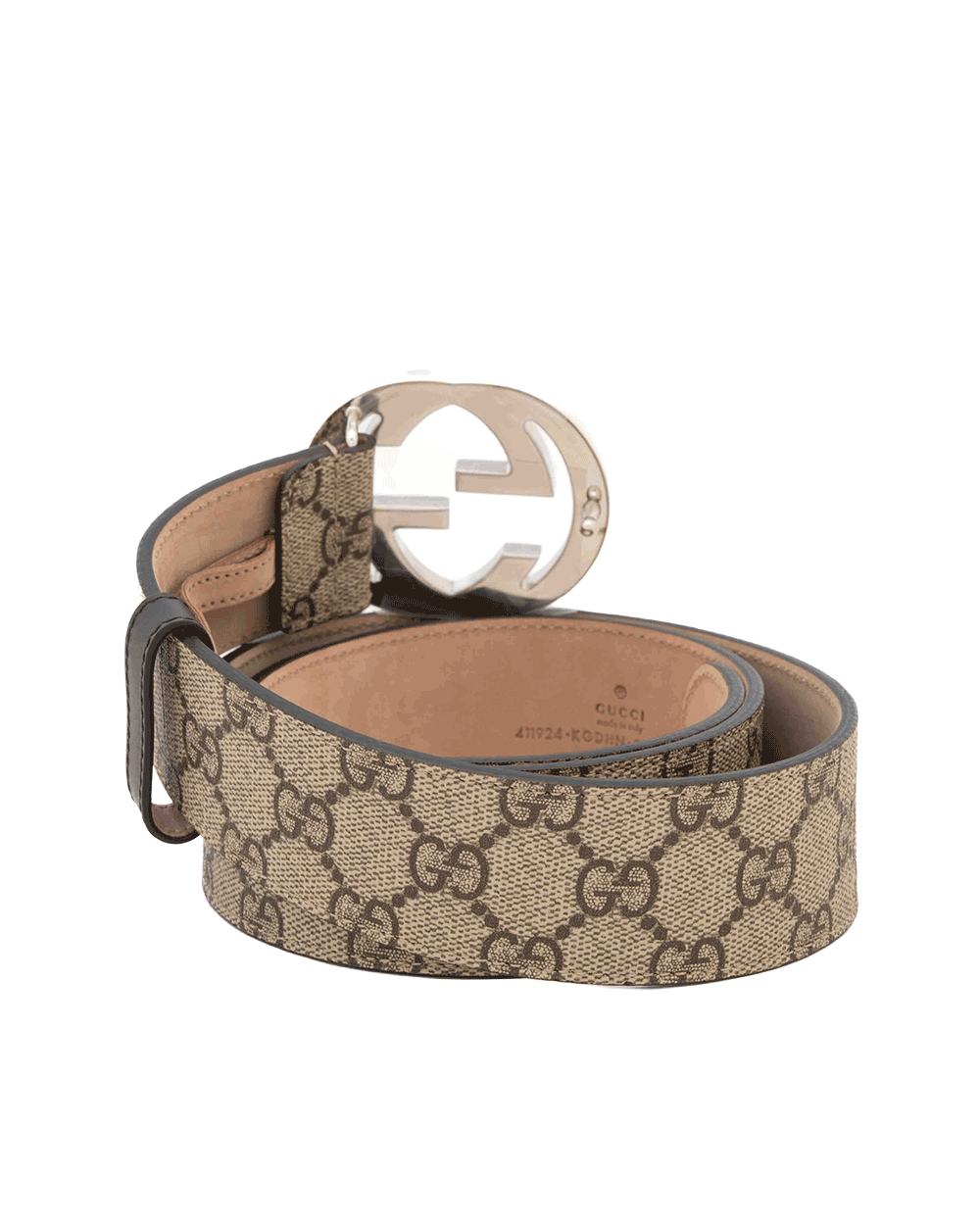 13 GUCCI BELT 4 CM INTERLOCK 95 BROWN GG MONOGRAM CANVAS SHW 214351 0717