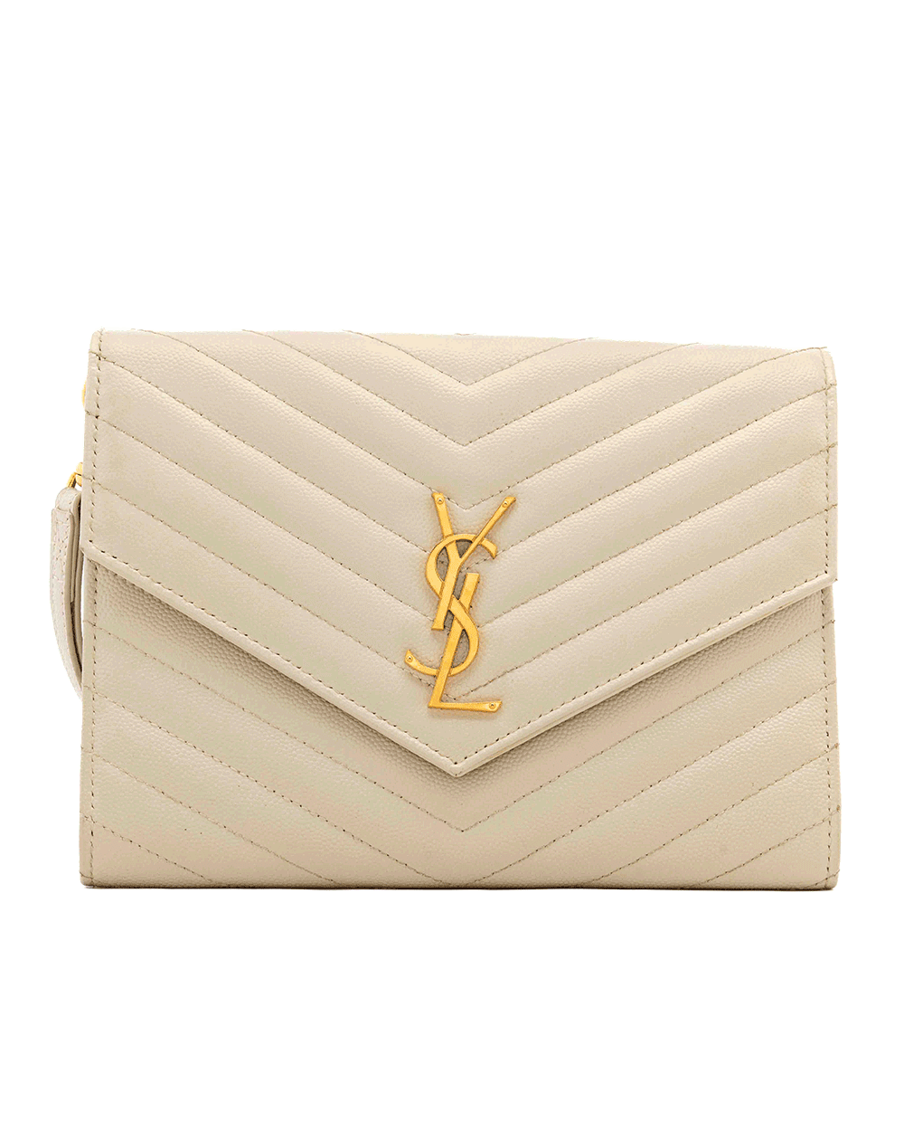 13 YSL CASSANDRE MATELASSÉ FLAP POUCH BEIGE CHEVRON GHW PLB 617662 1221 1875