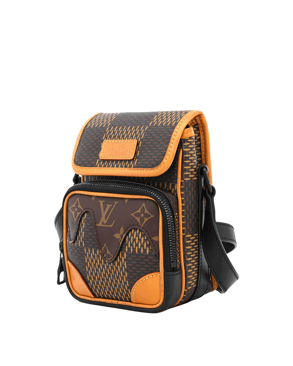 15 LVxNIGO AMAZON MESSENGER NANO BROWN MONOGRAM CANVAS SOBLACK MICROCHIP 0753