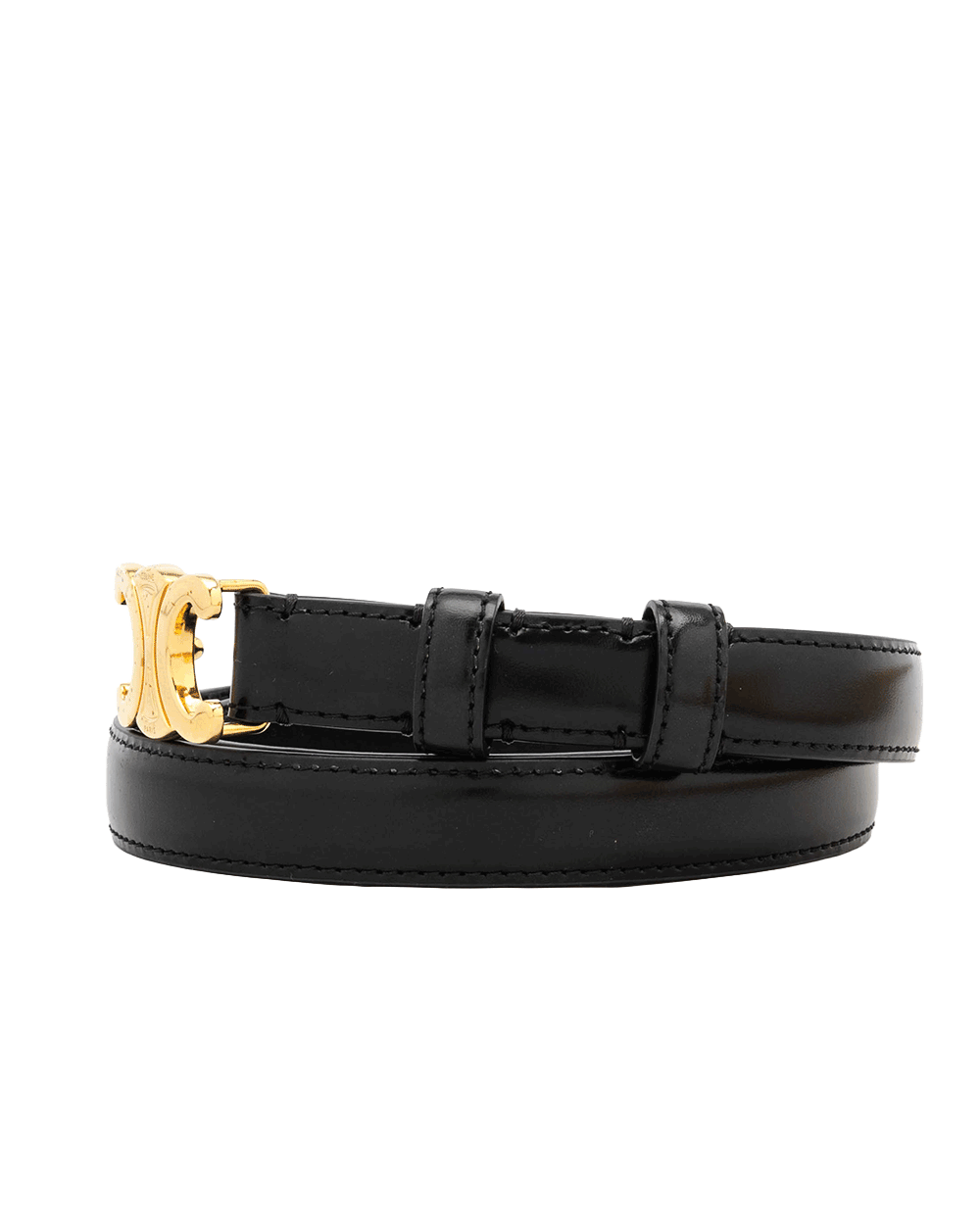20 CELINE TRIOMPHE BELT 1.8 MM 85 CM BLACK CALF GHW S NE 4293 2222