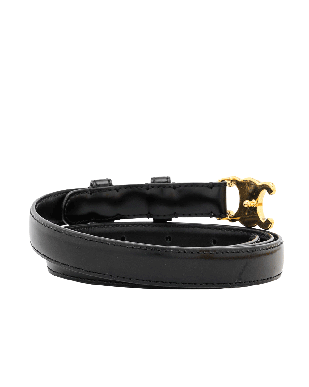 20 CELINE TRIOMPHE BELT 1.8 MM 85 CM BLACK CALF GHW S NE 4293 2224