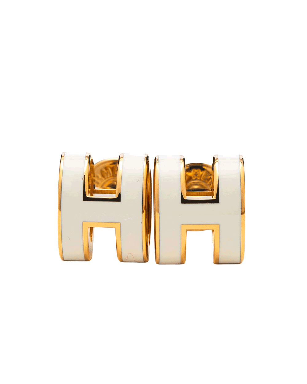 20 NEW HERMES H POP EARRINGS MINI WHITE BLANC GHW ST 12 15 0331