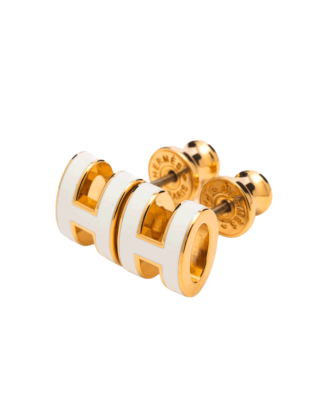 20 NEW HERMES H POP EARRINGS MINI WHITE BLANC GHW ST 12 15 0333