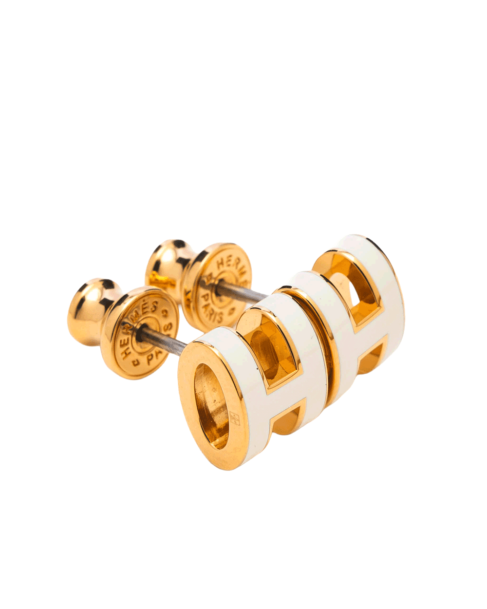 20 NEW HERMES H POP EARRINGS MINI WHITE BLANC GHW ST 12 15 0334