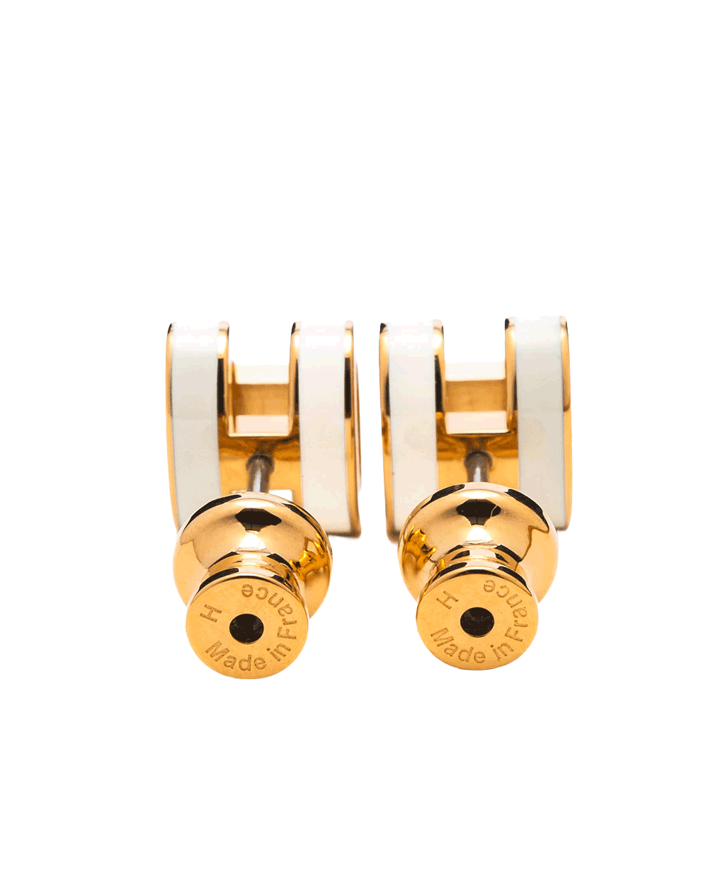 20 NEW HERMES H POP EARRINGS MINI WHITE BLANC GHW ST 12 15 0335