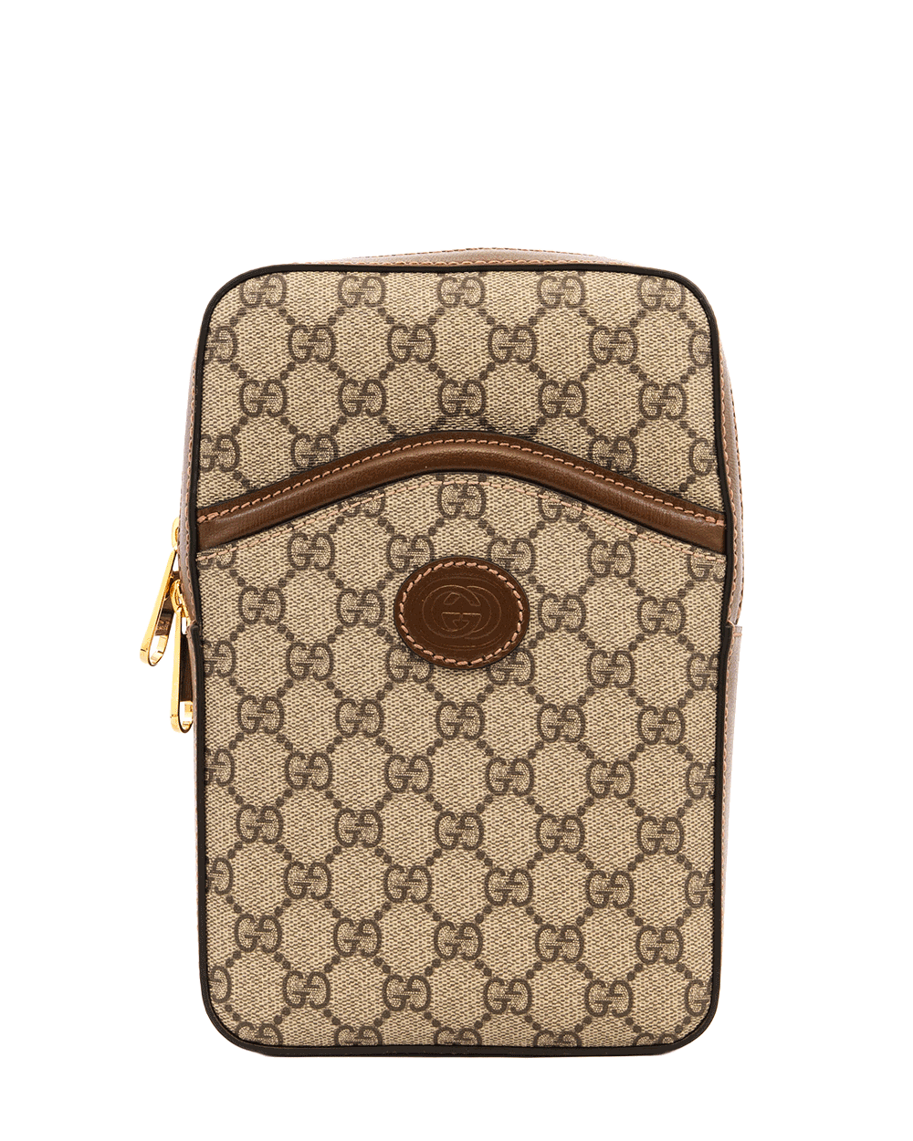 21 GUCCI INTERLOCK G SLING BAG BROWN GG MONOGRAM CANVAS GHW 696016 520981 0663