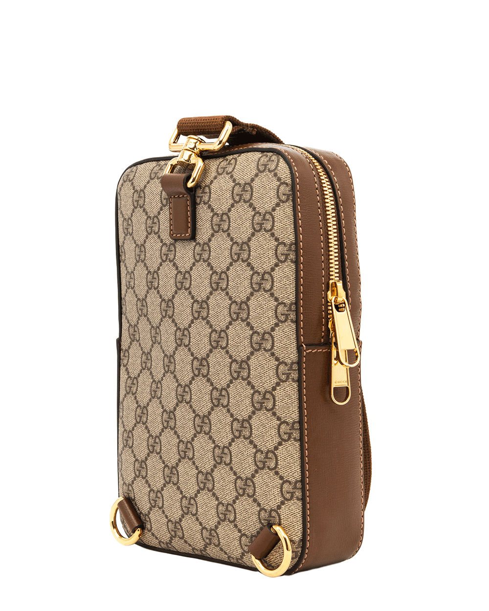 21 GUCCI INTERLOCK G SLING BAG BROWN GG MONOGRAM CANVAS GHW 696016 520981 0665