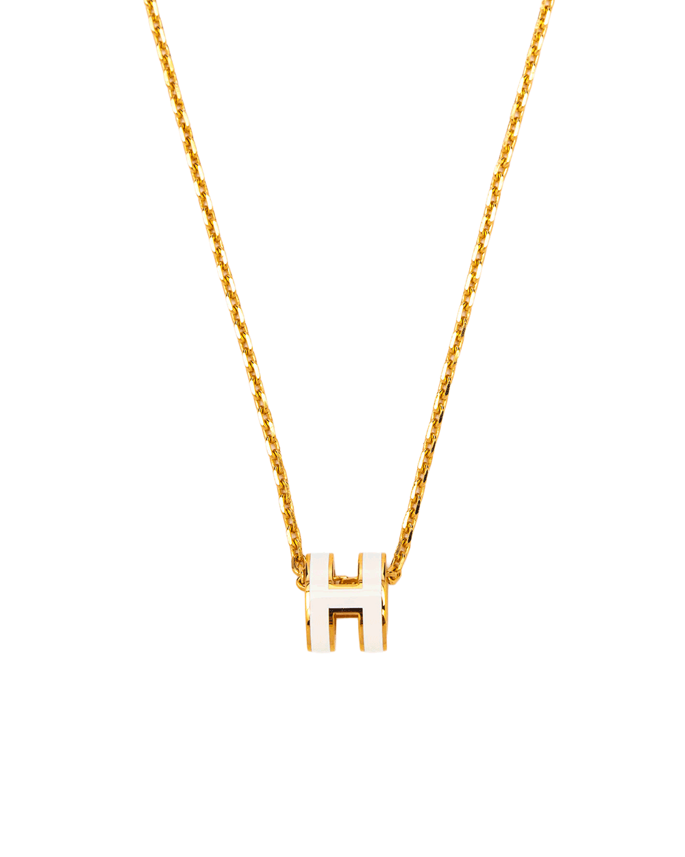 22 NEW HERMES H POP NECKLACE MINI WHITE BLANC GHW ST 02 95 0340