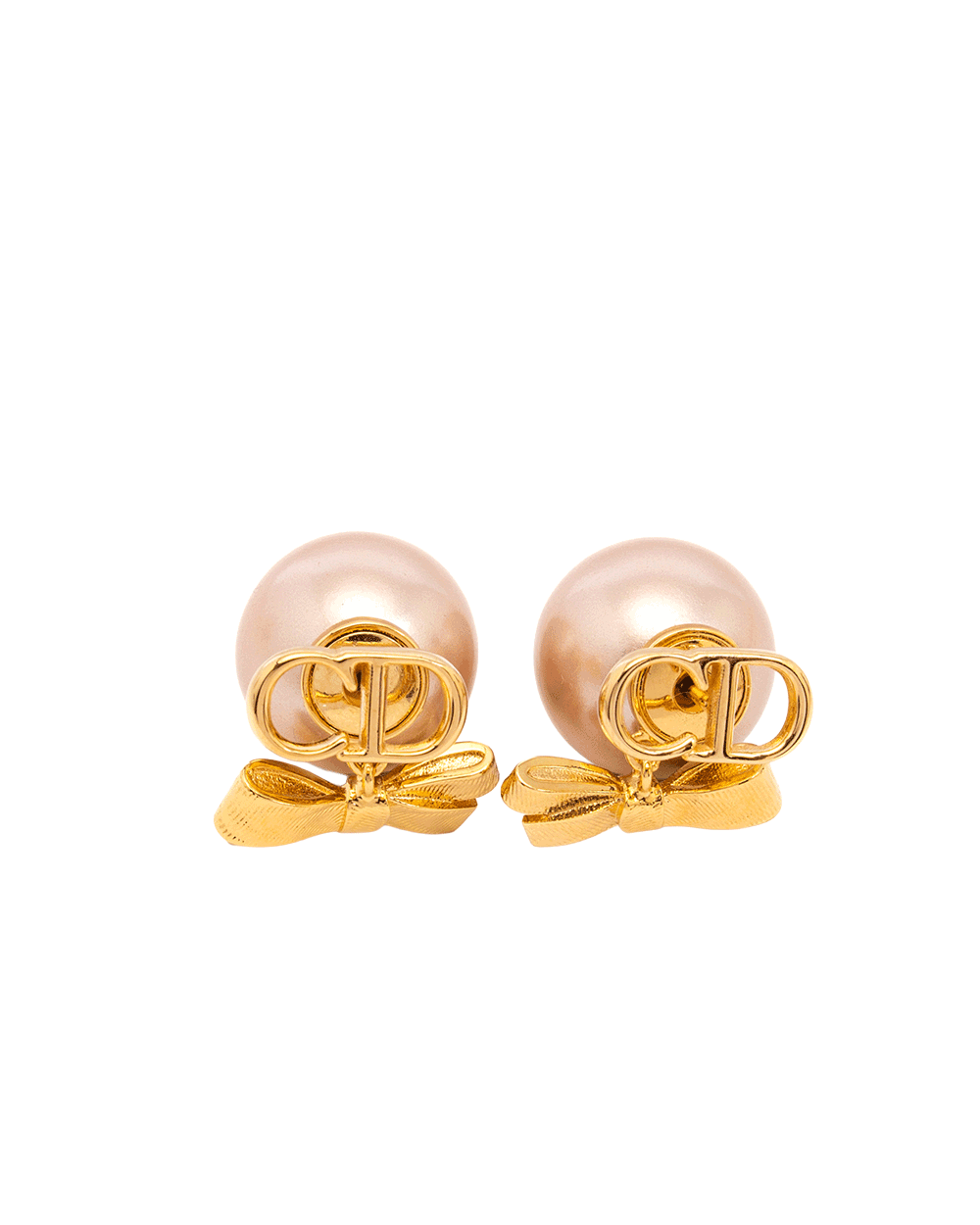 23 NEW DIOR TRIBALES BOW EARRINGS PEARL ROSEGOLD GHW 10742