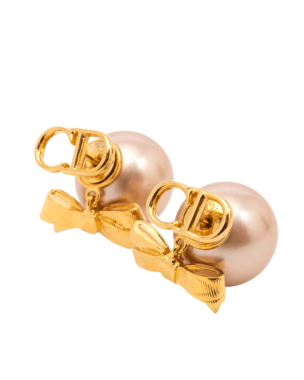23 NEW DIOR TRIBALES BOW EARRINGS PEARL ROSEGOLD GHW 10746